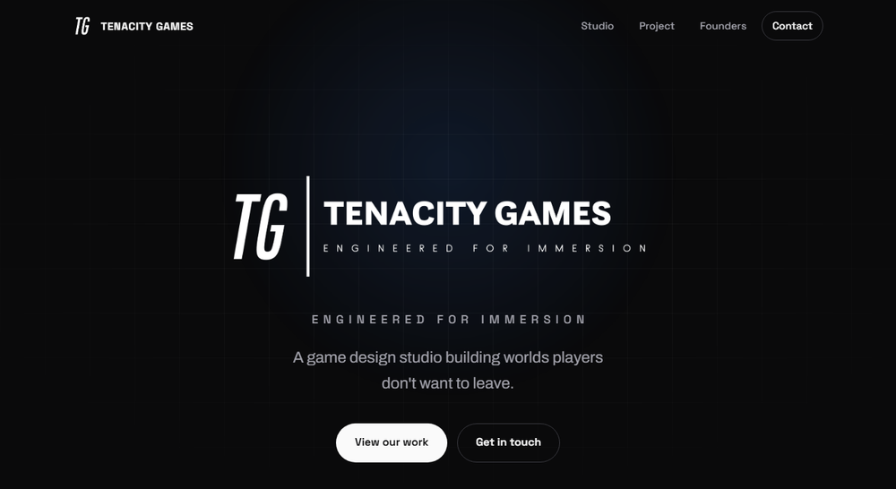 Screenshot of the Tenacity Games website